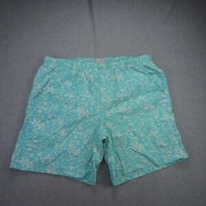 Columbia Board Shorts Mens Large Teal Tropical‎ Print Line Omni Shade Trunks